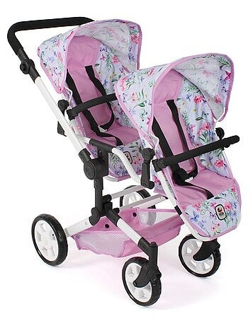 Poussette double pour poupées Linus Duo Flowers