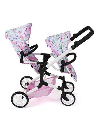Poussette double pour poupées Linus Duo Flowers