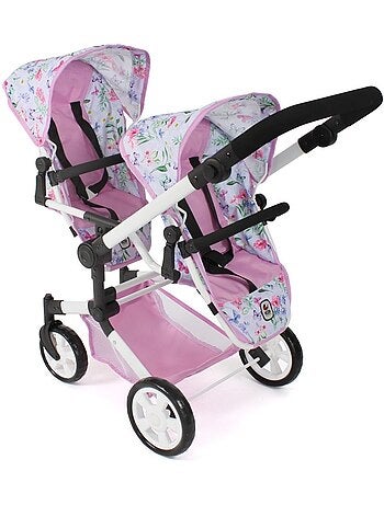 Poussette double pour poupées Linus Duo Flowers