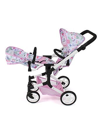 Poussette double pour poupées Linus Duo Flowers