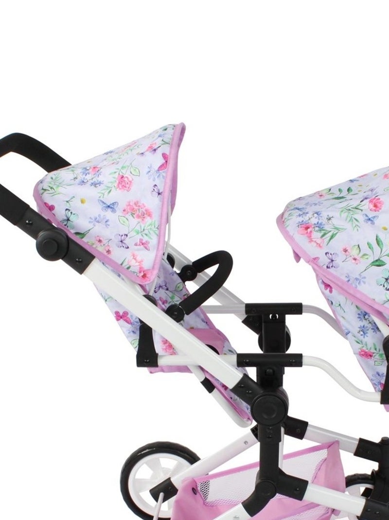 Poussette double pour poupées Linus Duo Flowers Rose - Kiabi