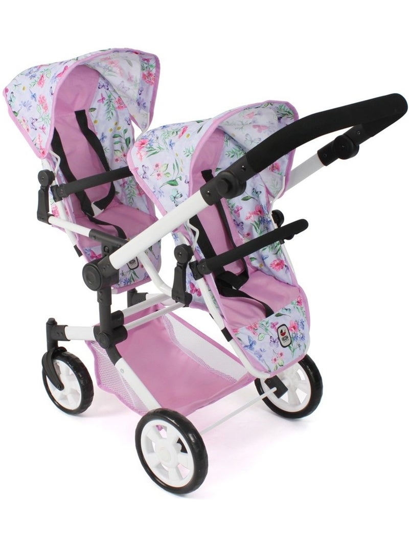 Poussette double pour poupées Linus Duo Flowers Rose - Kiabi