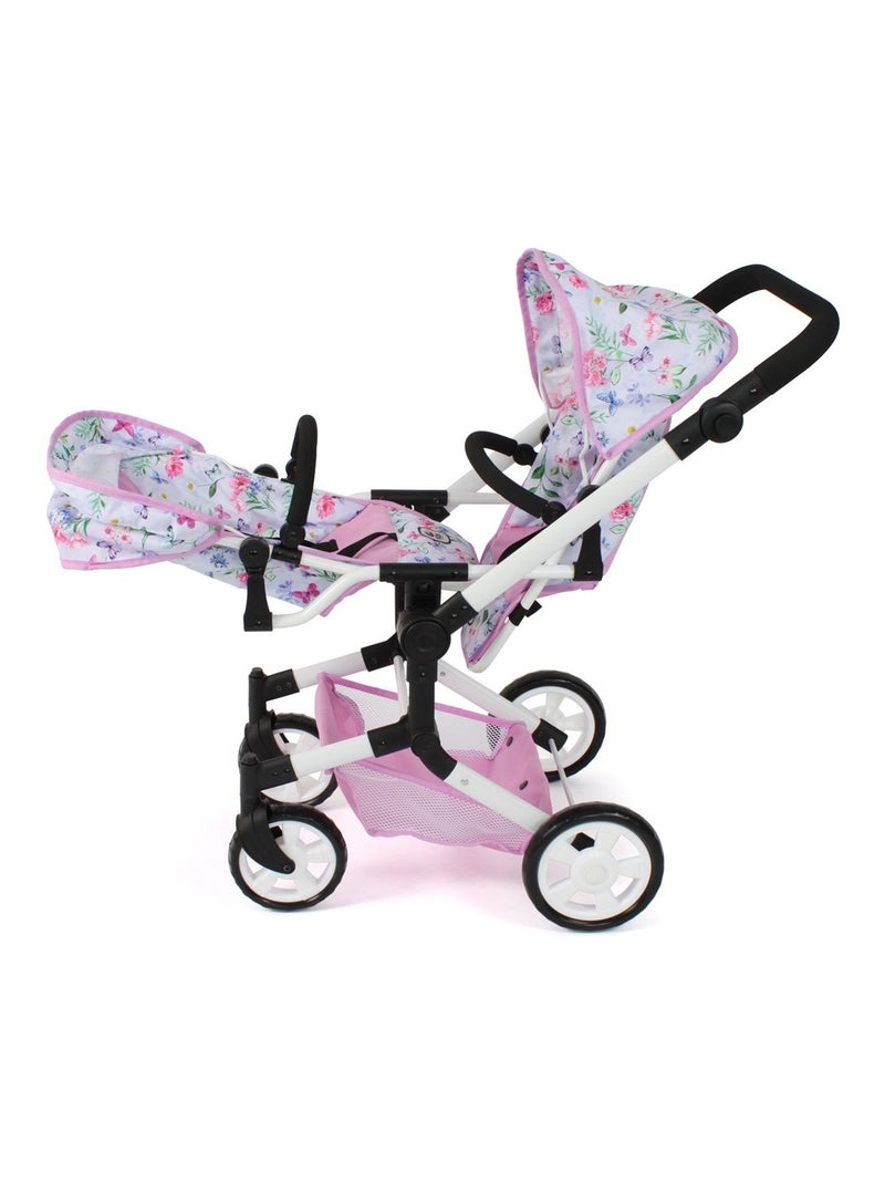 Poussette double pour poupées Linus Duo Flowers Rose - Kiabi