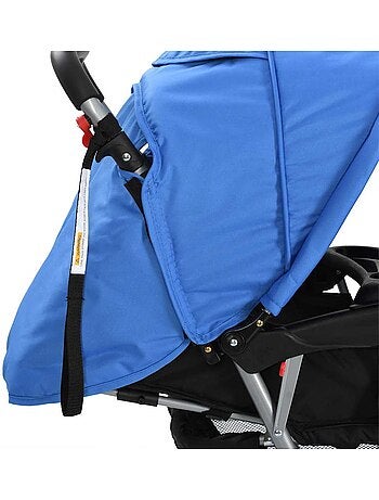 Poussette double tandem citadine pliable en acier grise et noire - vidaxl