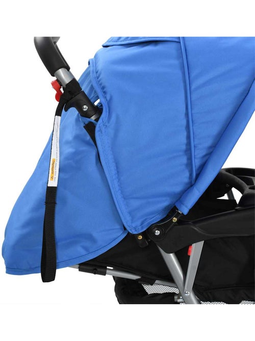 Poussette double tandem citadine pliable en acier grise et noire - vidaxl - Kiabi
