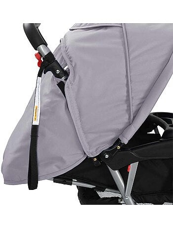 Poussette double tandem citadine pliable en acier grise et noire - vidaxl