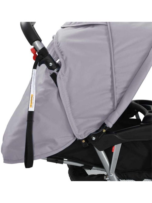 Poussette double tandem citadine pliable en acier grise et noire - vidaxl - Kiabi