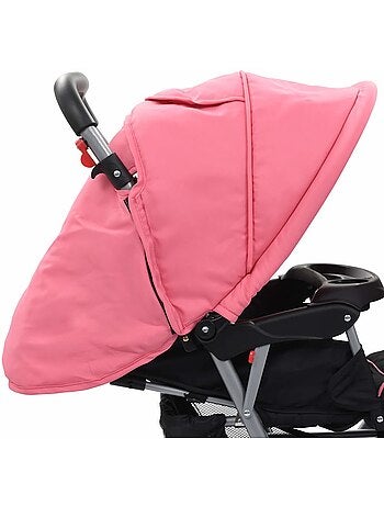 Poussette double tandem citadine pliable en acier grise et noire - vidaxl