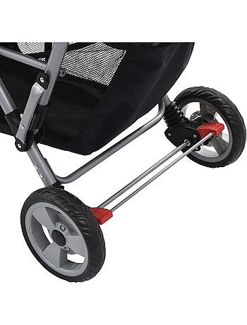 Poussette double tandem citadine pliable en acier grise et noire - vidaxl