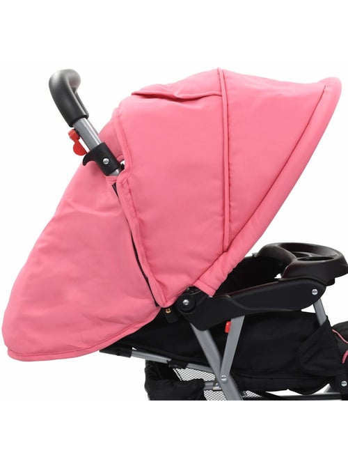 Poussette double tandem citadine pliable en acier grise et noire - vidaxl - Kiabi
