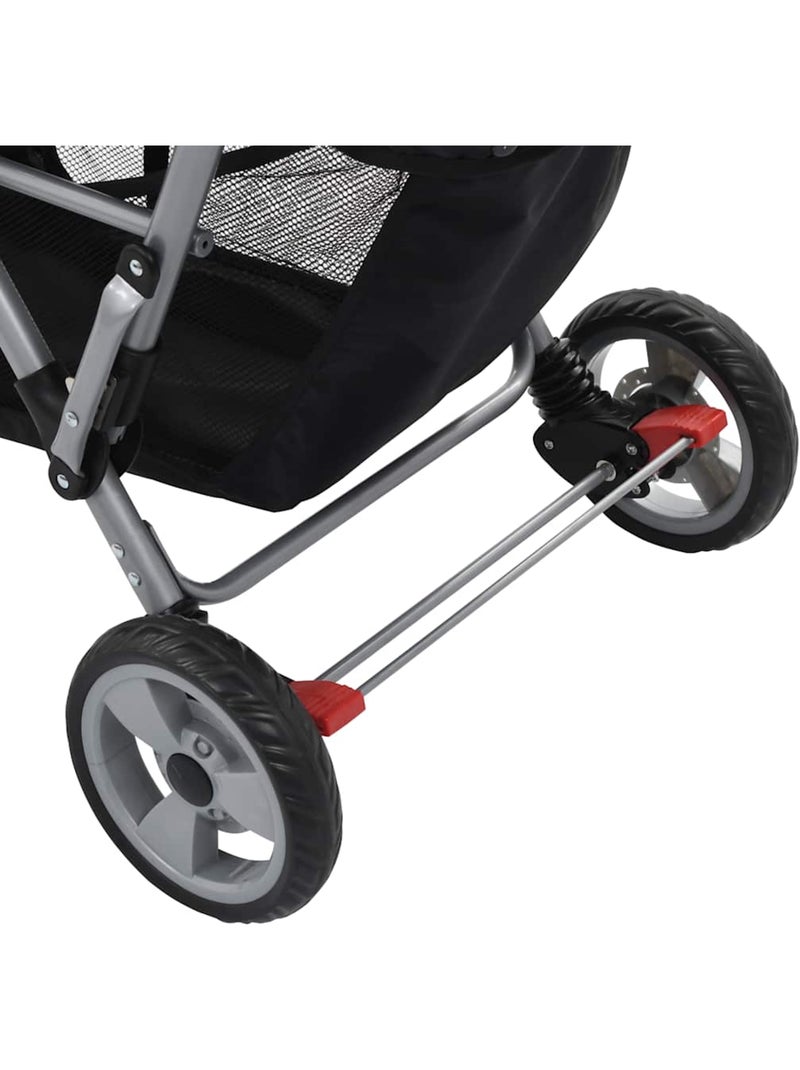 Poussette double tandem citadine pliable en acier grise et noire - vidaxl Rose - Kiabi