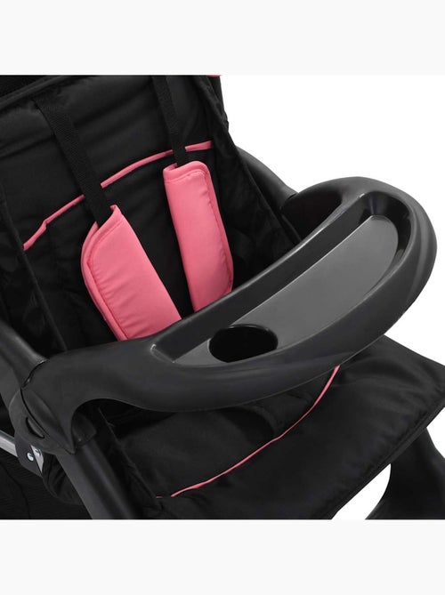 Poussette double tandem citadine pliable en acier grise et noire - vidaxl - Kiabi