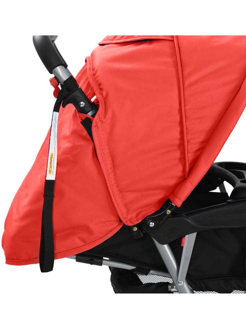 Poussette double tandem citadine pliable en acier grise et noire - vidaxl - Kiabi
