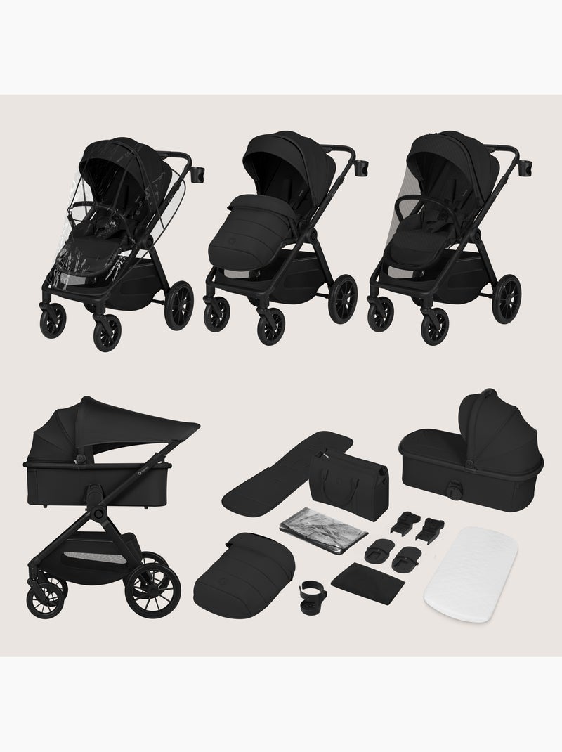 Poussette Duo LIONELO Layla 2en1 - Jusqu'? 22kg - Pack poussette, Nacelle et Accessoires Noir - Kiabi