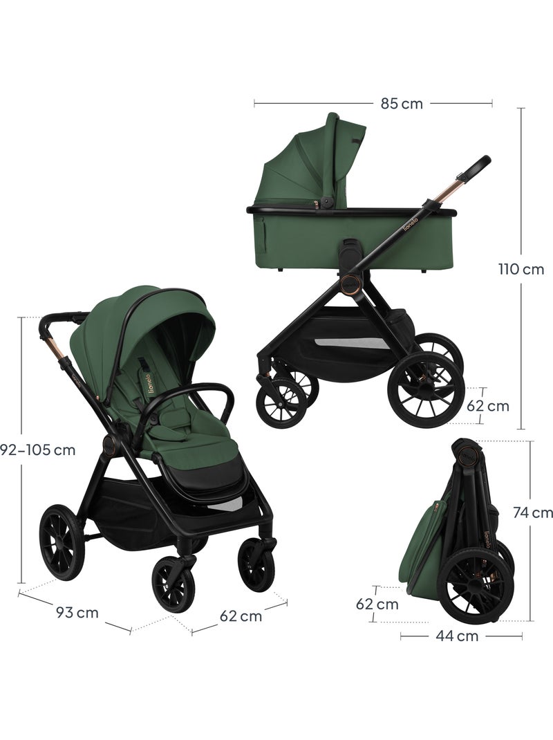 Poussette Duo LIONELO Layla 2en1 - Jusqu'? 22kg - Pack poussette, Nacelle et Accessoires Vert - Kiabi