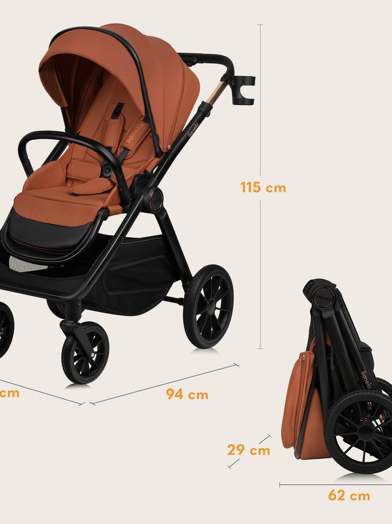 Poussette Duo LIONELO Layla 2en1 - Jusqu'à 22kg - Pack poussette, Nacelle et Accessoires Marron - Kiabi