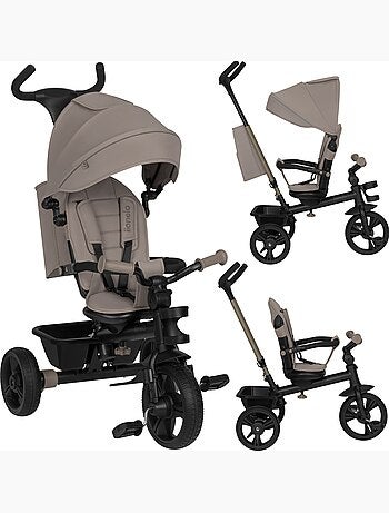 Poussette et tricycle bébé lionelo haari - jusqu'à 25 kg - siège réversible - panier et sac inclus