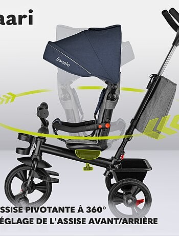 Poussette et tricycle bébé LIONELO Haari - Jusqu'à 25 Kg - Siège réversible - Panier et Sac inclus