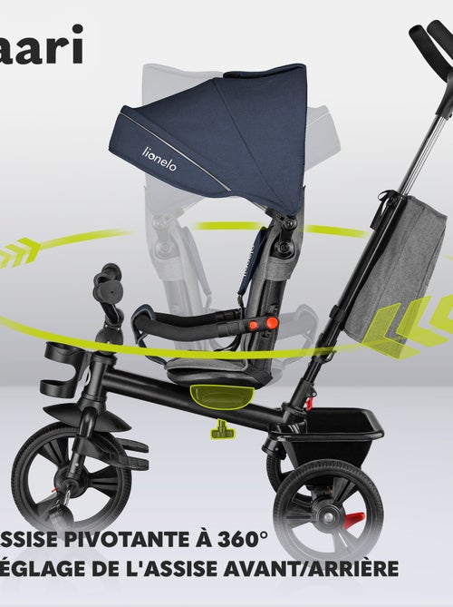 Poussette et tricycle bébé LIONELO Haari - Jusqu'à 25 Kg - Siège réversible - Panier et Sac inclus - Kiabi
