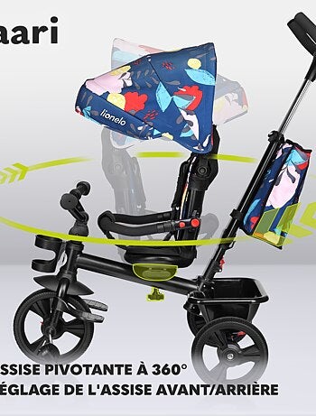 Poussette et tricycle bébé LIONELO Haari - Jusqu'à 25 Kg - Siège réversible - Panier et Sac inclus
