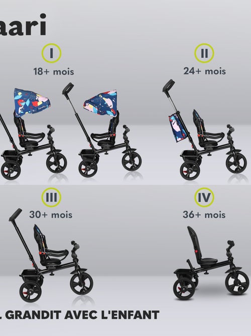 Poussette et tricycle bébé LIONELO Haari - Jusqu'à 25 Kg - Siège réversible - Panier et Sac inclus - Kiabi
