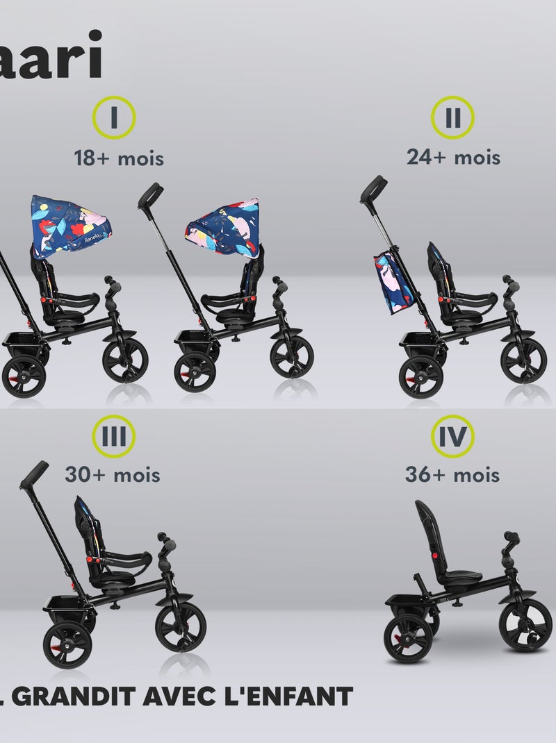Poussette et tricycle bébé LIONELO Haari - Jusqu'à 25 Kg - Siège réversible - Panier et Sac inclus Multicolore - Kiabi