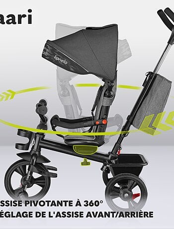 Poussette et tricycle bébé LIONELO Haari - Jusqu'à 25 Kg - Siège réversible - Panier et Sac inclus