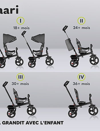 Poussette et tricycle bébé LIONELO Haari - Jusqu'à 25 Kg - Siège réversible - Panier et Sac inclus