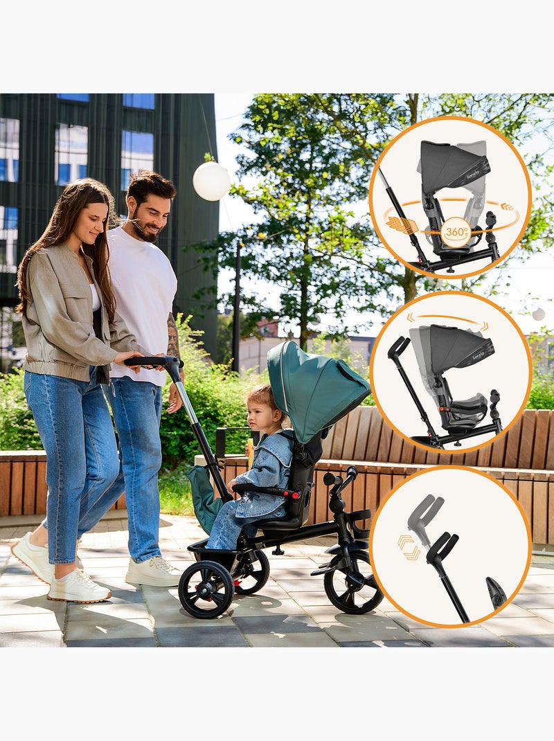 Poussette et tricycle bébé LIONELO Haari - Jusqu'à 25 Kg - Siège réversible - Panier et Sac inclus Noir - Kiabi