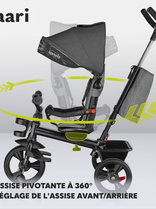 Poussette et tricycle bébé LIONELO Haari - Jusqu'à 25 Kg - Siège réversible - Panier et Sac inclus - Kiabi