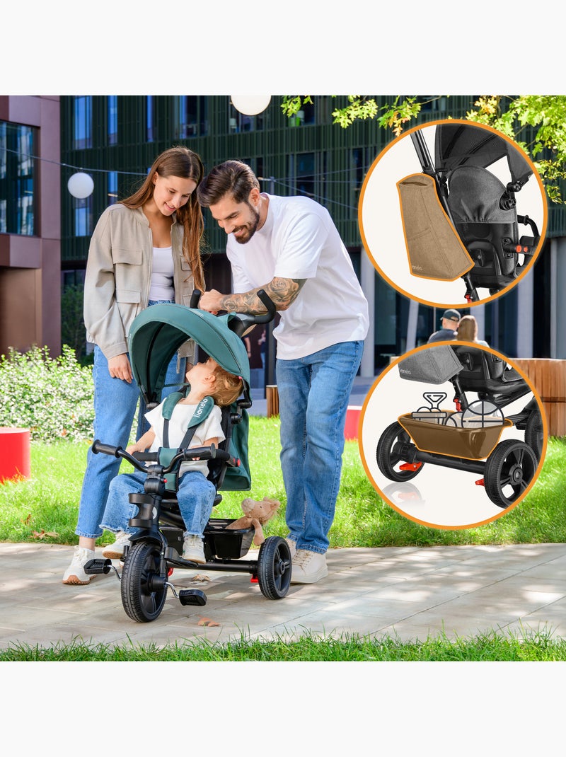 Poussette et tricycle bébé LIONELO Haari - Jusqu'à 25 Kg - Siège réversible - Panier et Sac inclus Noir - Kiabi