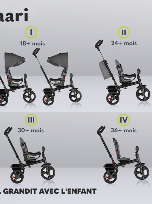 Poussette et tricycle bébé LIONELO Haari - Jusqu'à 25 Kg - Siège réversible - Panier et Sac inclus - Kiabi
