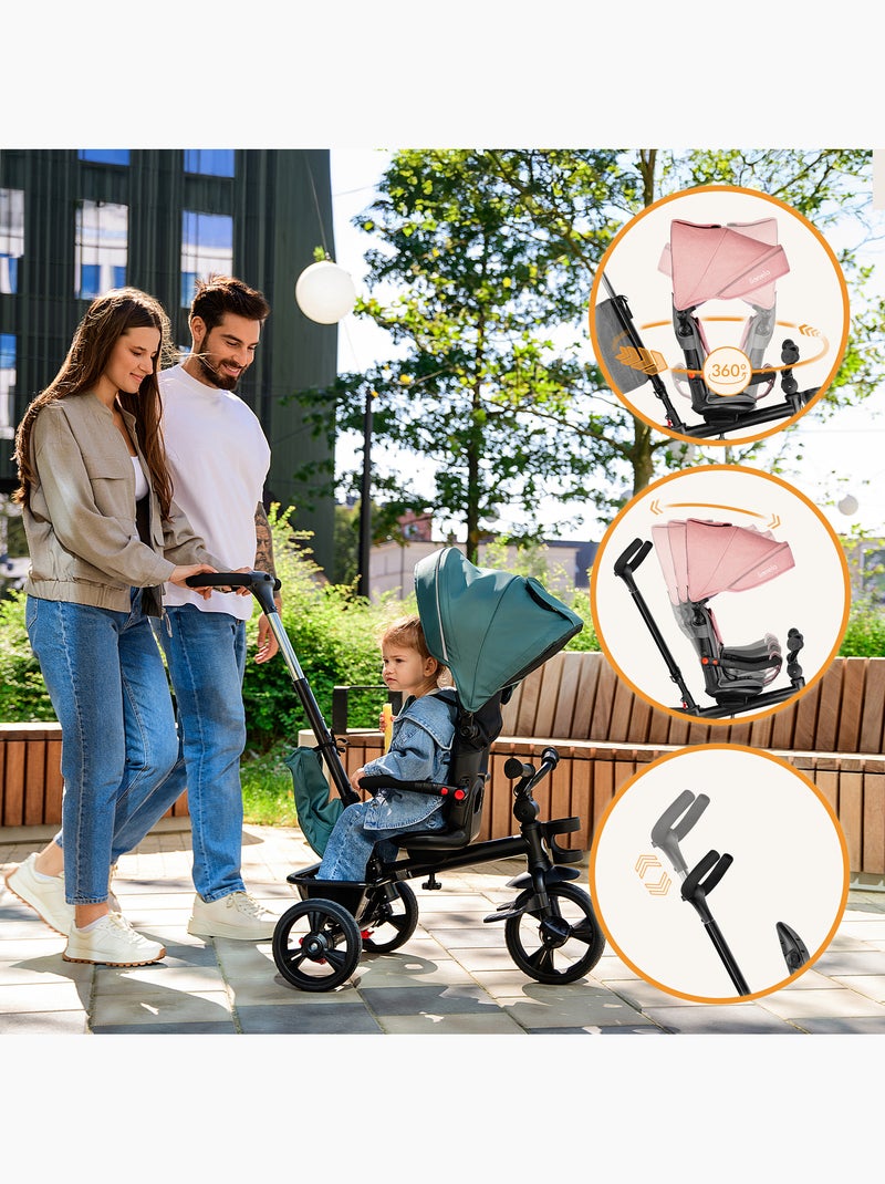 Poussette et tricycle bébé LIONELO Haari - Jusqu'à 25 Kg - Siège réversible - Panier et Sac inclus Rose - Kiabi