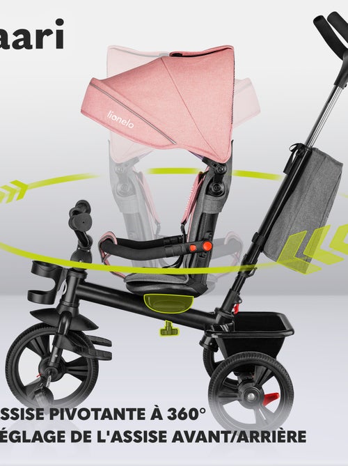 Poussette et tricycle bébé LIONELO Haari - Jusqu'à 25 Kg - Siège réversible - Panier et Sac inclus - Kiabi