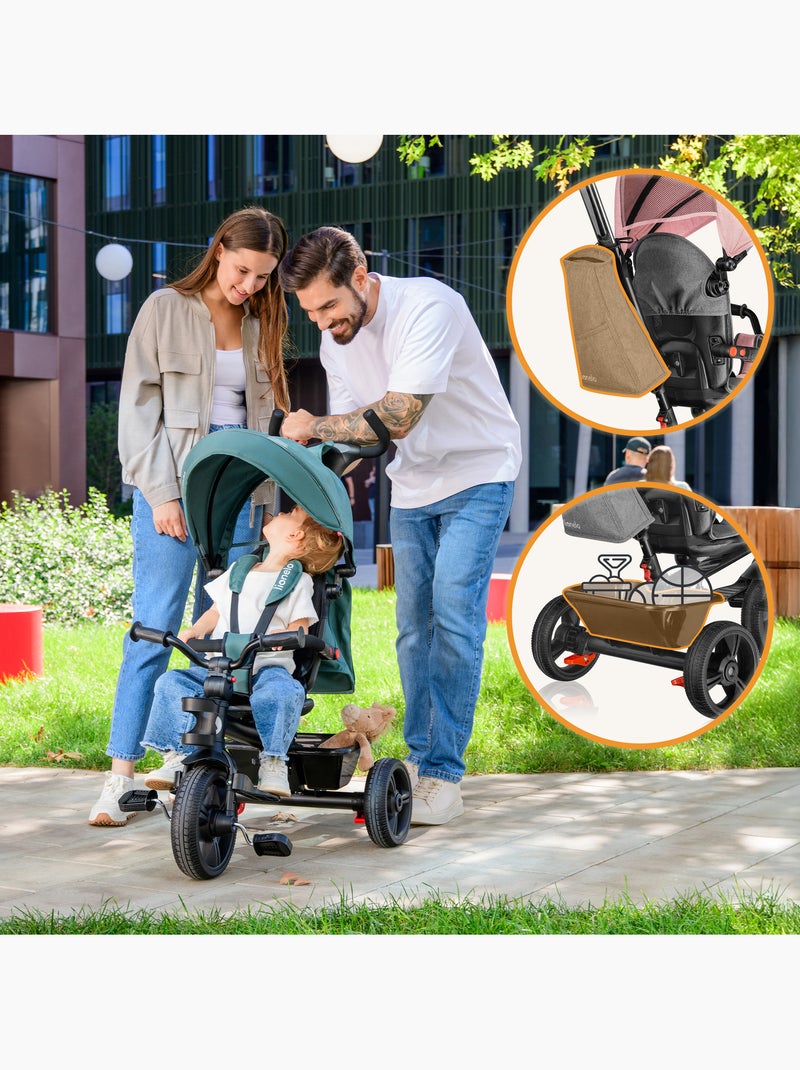 Poussette et tricycle bébé LIONELO Haari - Jusqu'à 25 Kg - Siège réversible - Panier et Sac inclus Rose - Kiabi