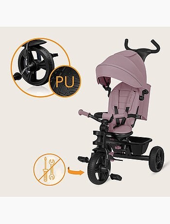 Poussette et tricycle bébé lionelo haari - jusqu'à 25 kg - siège réversible - panier et sac inclus