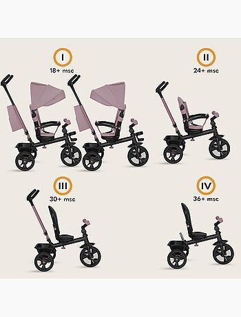 Poussette et tricycle bébé lionelo haari - jusqu'à 25 kg - siège réversible - panier et sac inclus