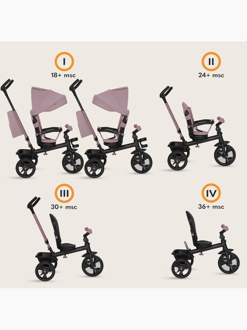 Poussette et tricycle bébé lionelo haari - jusqu'à 25 kg - siège réversible - panier et sac inclus Rose pastel - Kiabi