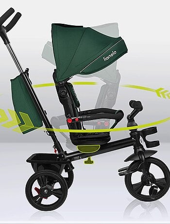 Poussette et tricycle bébé LIONELO Haari - Jusqu'à 25 Kg - Siège réversible - Panier et Sac inclus