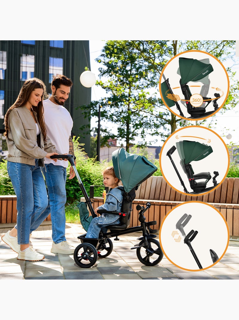 Poussette et tricycle bébé LIONELO Haari - Jusqu'à 25 Kg - Siège réversible - Panier et Sac inclus Vert - Kiabi