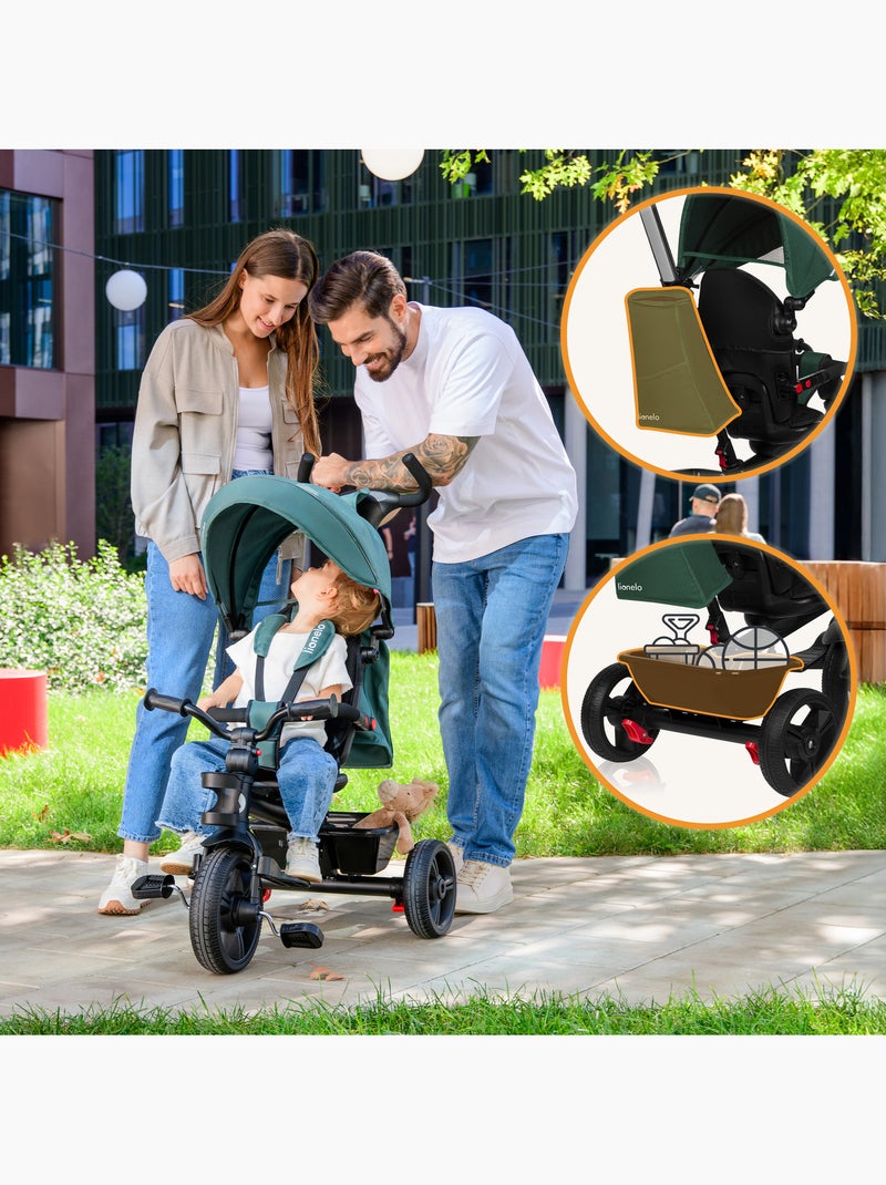 Poussette et tricycle bébé LIONELO Haari - Jusqu'à 25 Kg - Siège réversible - Panier et Sac inclus Vert - Kiabi