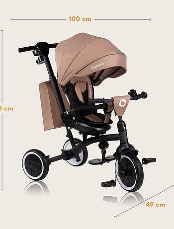 Poussette et tricycle bébé LIONELO Tris Plus - Jusqu'à 25 Kg - Siège réversible - Accessoires inclus