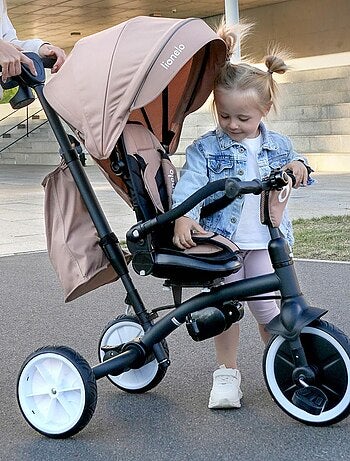 Poussette et tricycle bébé LIONELO Tris Plus - Jusqu'à 25 Kg - Siège réversible - Accessoires inclus