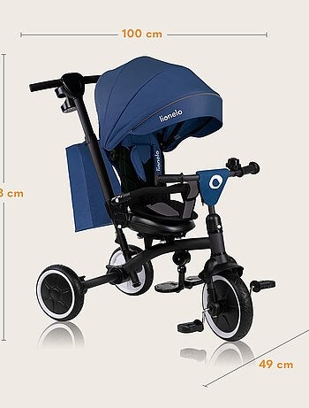 Poussette et tricycle bébé LIONELO Tris Plus - Jusqu'à 25 Kg - Siège réversible - Accessoires inclus