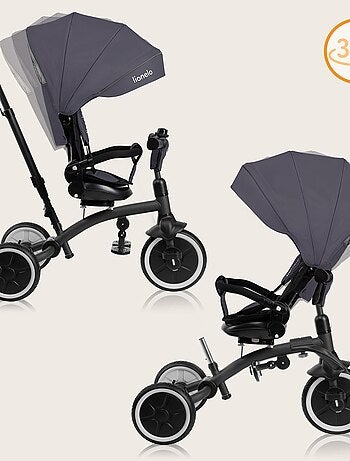 Poussette et tricycle bébé LIONELO Tris Plus - Jusqu'à 25 Kg - Siège réversible - Accessoires inclus