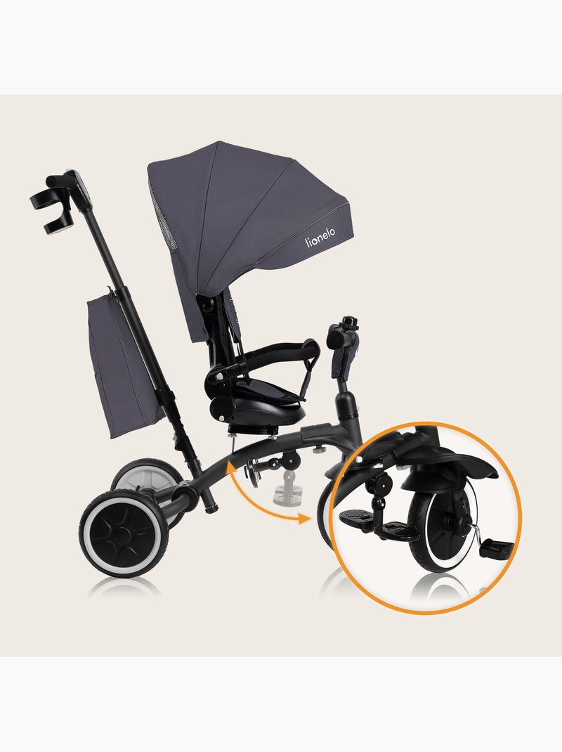 Poussette et tricycle bébé LIONELO Tris Plus - Jusqu'à 25 Kg - Siège réversible - Accessoires inclus Gris - Kiabi
