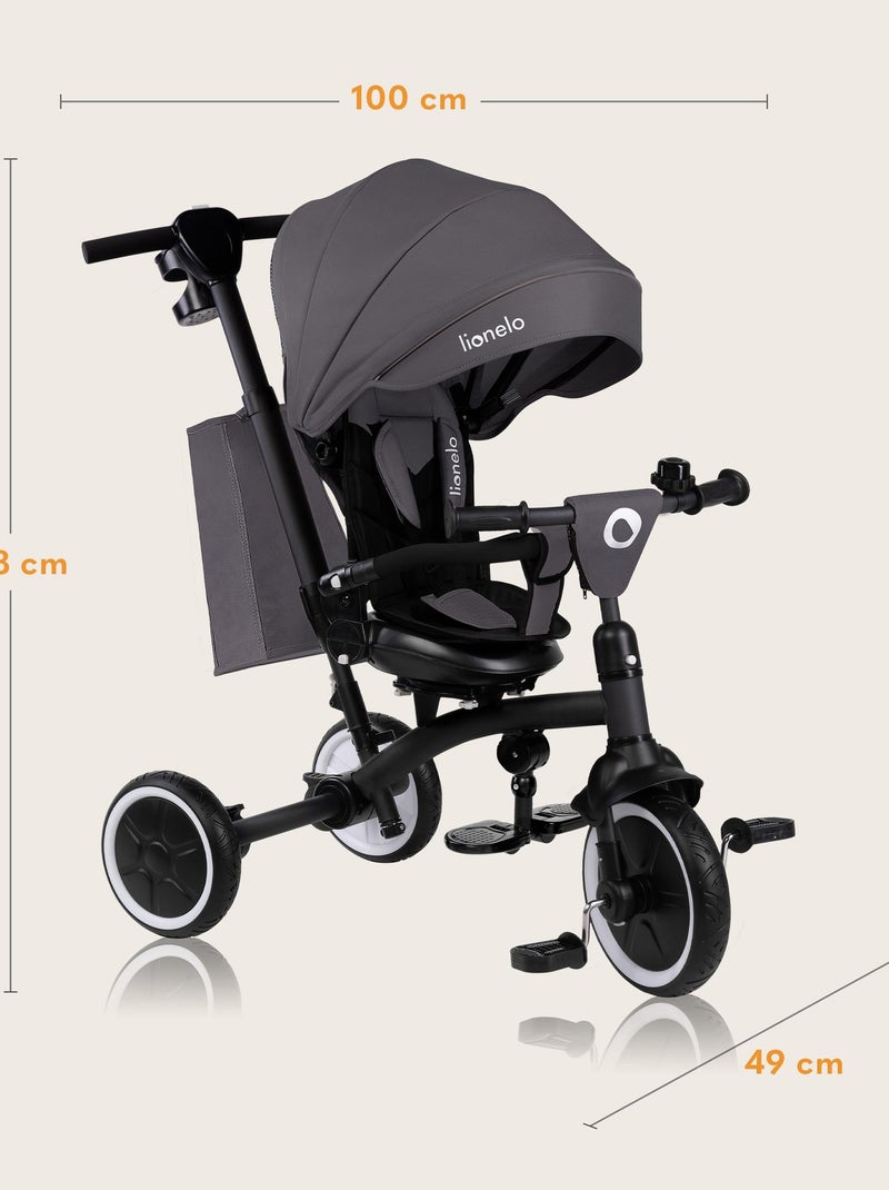 Poussette et tricycle bébé LIONELO Tris Plus - Jusqu'à 25 Kg - Siège réversible - Accessoires inclus Gris - Kiabi
