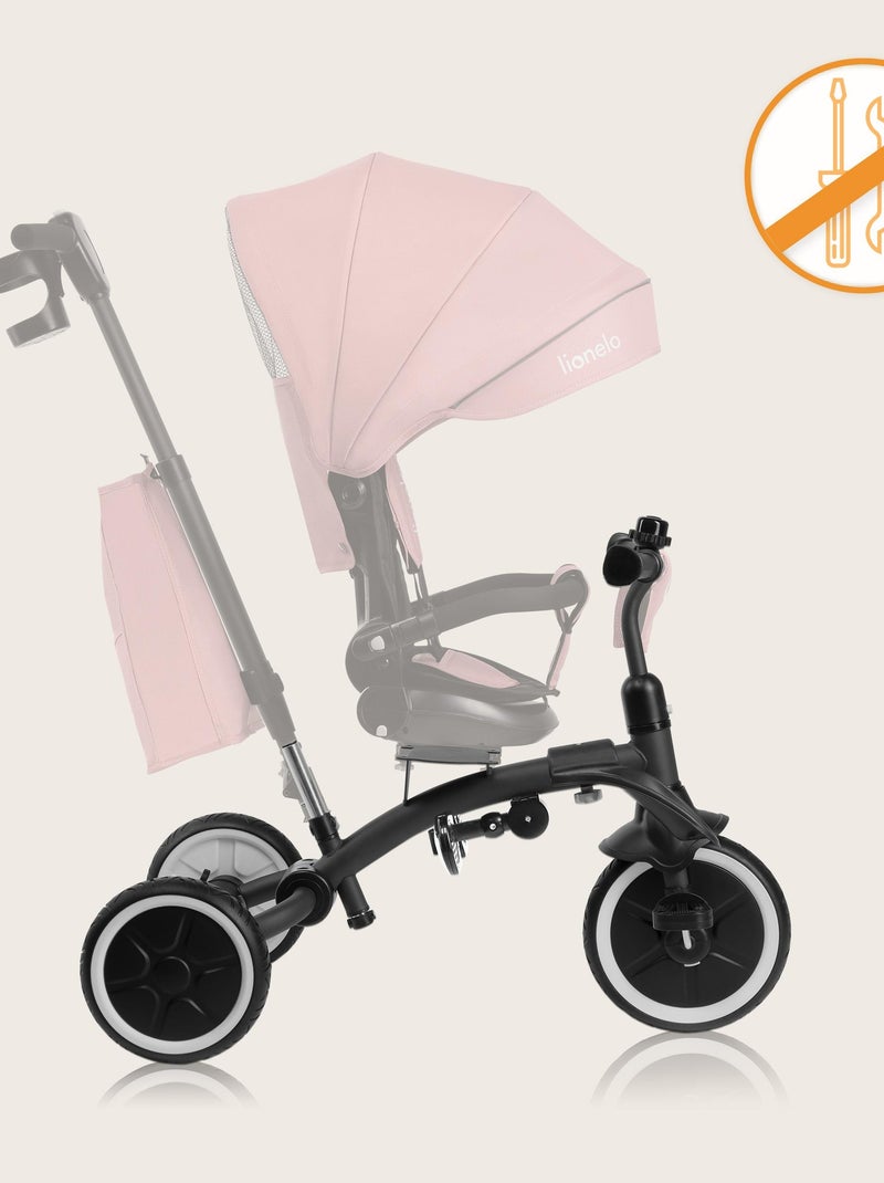 Poussette et tricycle bébé LIONELO Tris Plus - Jusqu'à 25 Kg - Siège réversible - Accessoires inclus Rose - Kiabi