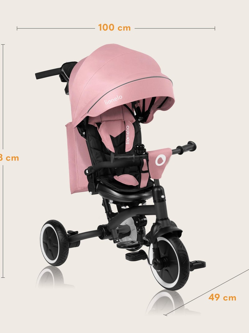 Poussette et tricycle bébé LIONELO Tris Plus - Jusqu'à 25 Kg - Siège réversible - Accessoires inclus Rose - Kiabi