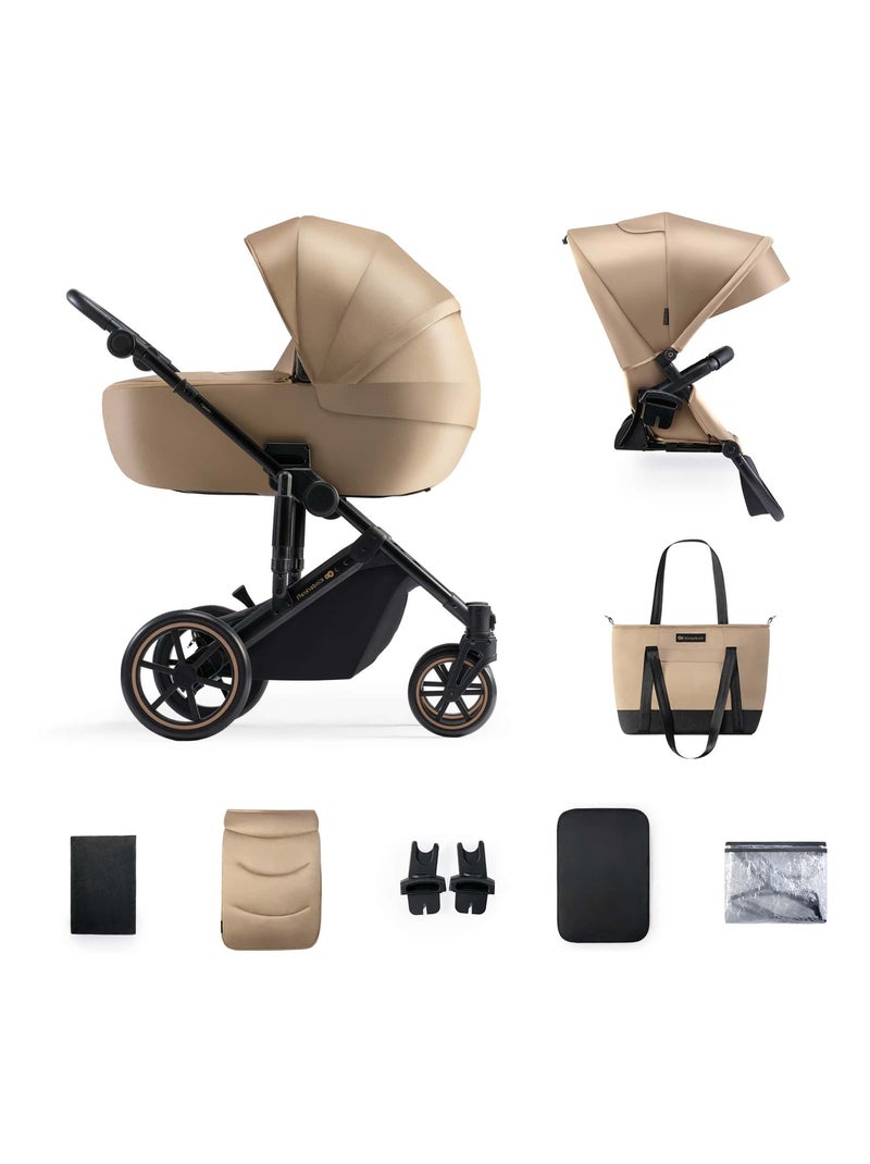 Kikkaboo | Poussette 3 en 1 | Beige, cadre léger en aluminium